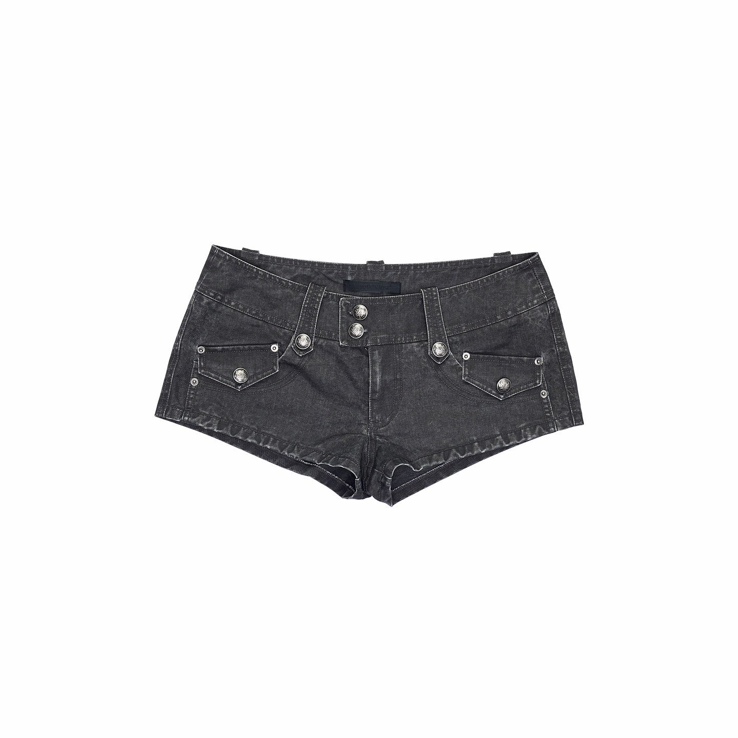 1JINN_STUDIO_Soft_Cotton_Low_Rise_Slim_Fit_Women_Dark_Gray_Tea_Green_Denim_Shorts_MISSTT