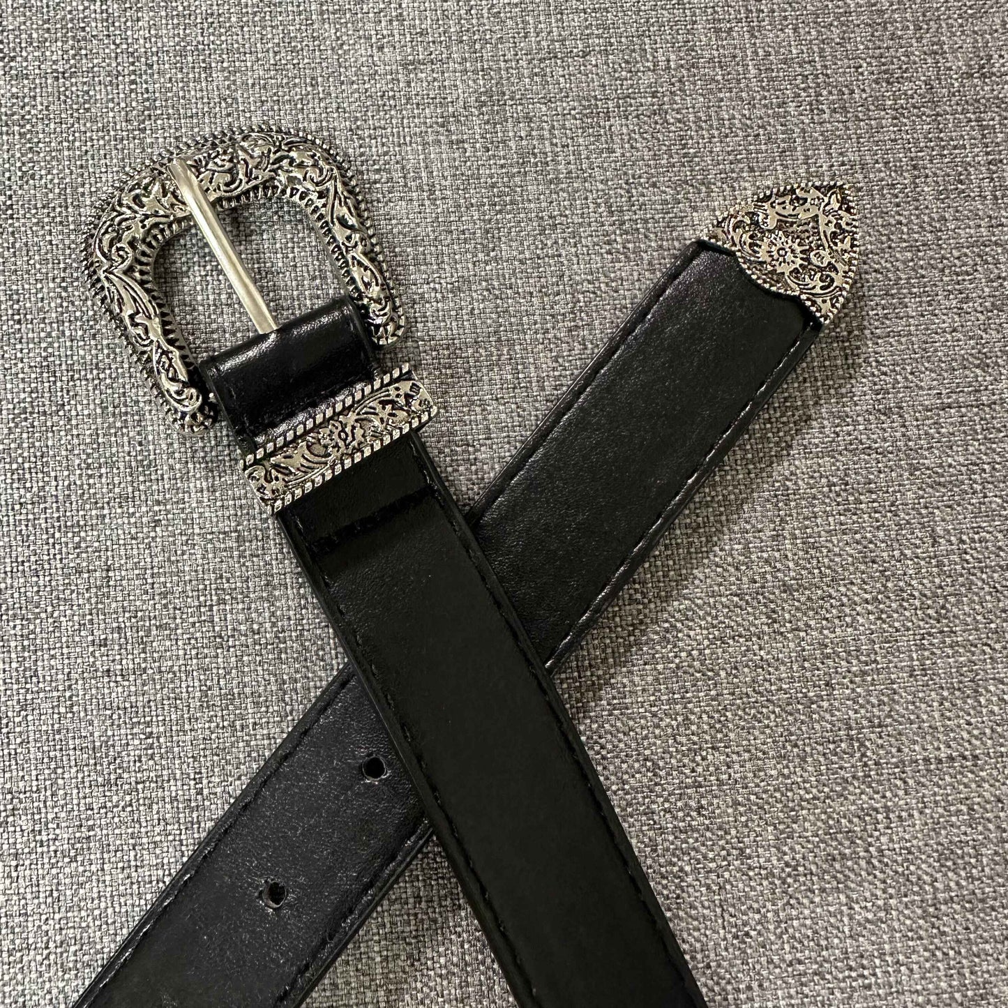 CrushOnit_100_Percent_Cotton_Cropped_Tee_Belted_Denim_Shorts_Black_Top_&_Shorts_Sets_MISSTT