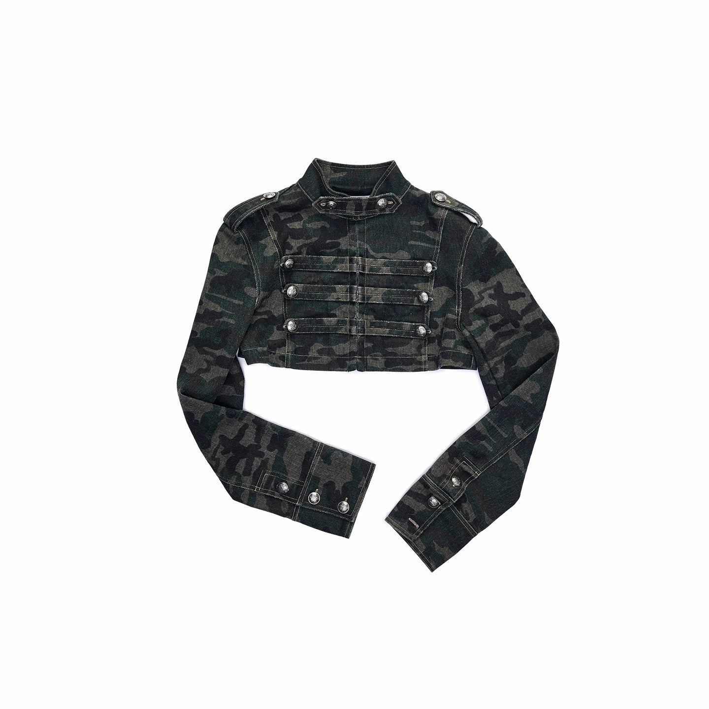 1JINN_STUDIO_Camo_Military_Green_Double_Breasted_Cropped_Long_Sleeve_Women_Top_&_Shorts_Sets_MISSTT