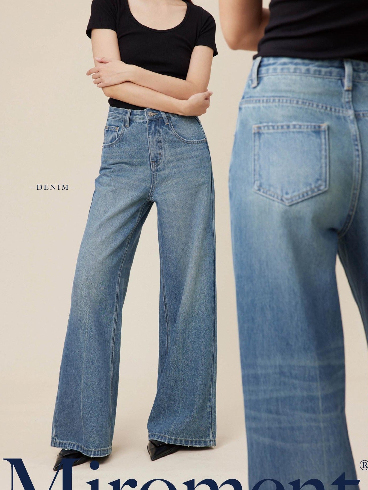 Miroment Vintage Distressed High Waist Loose Fit Cotton Women Classic Denim Jeans