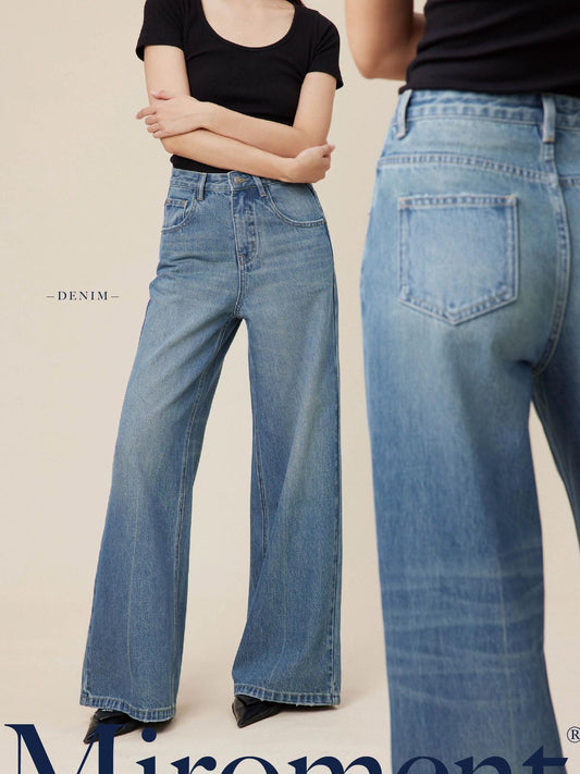 Miroment Vintage Distressed High Waist Loose Fit Cotton Women Classic Denim Jeans
