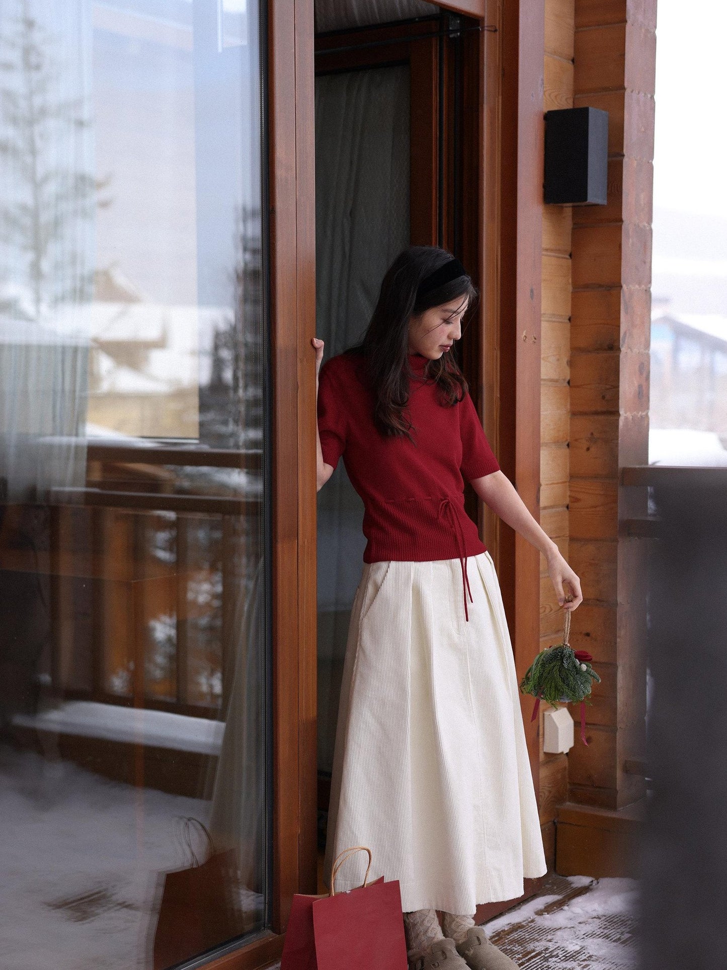 Miroment Elegant Tie Detail Slim Fit Commuter Women Wool Turtleneck Pullover Knit Sweater