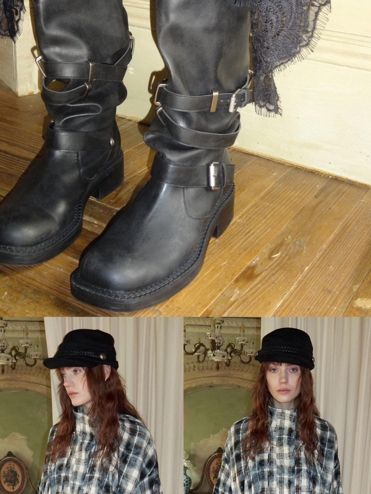 1JINN STUDIO Comfort Low Heel Platform European Mid Calf Casual Round Toe Solid Color Boots