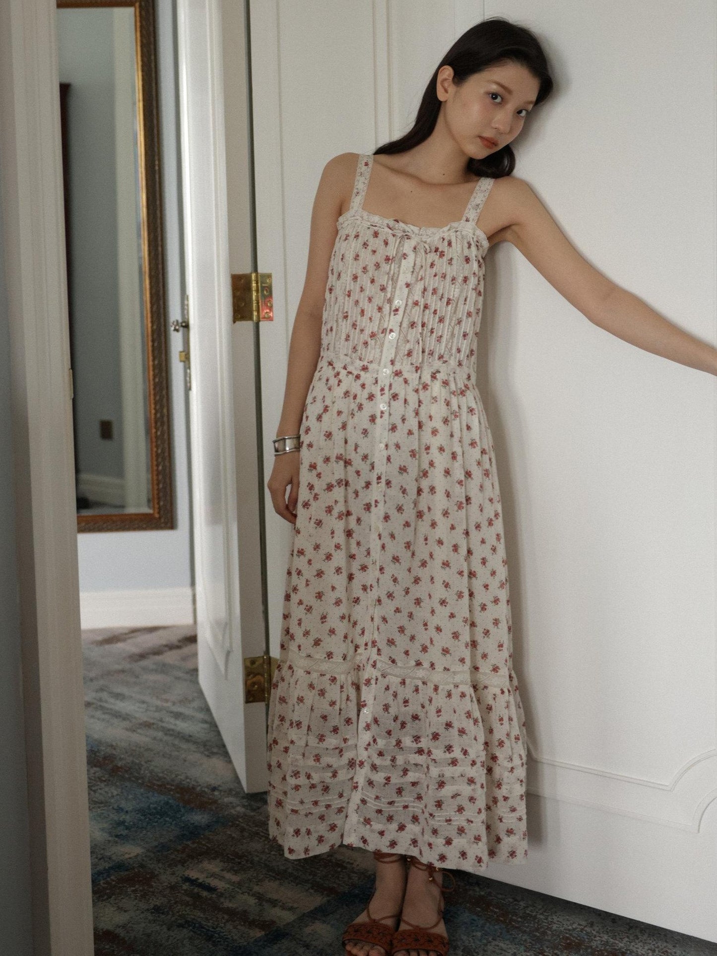 Miroment Bali Gauze Cotton High Waist Printed Sleeveless Floral Casual Maxi Dresses