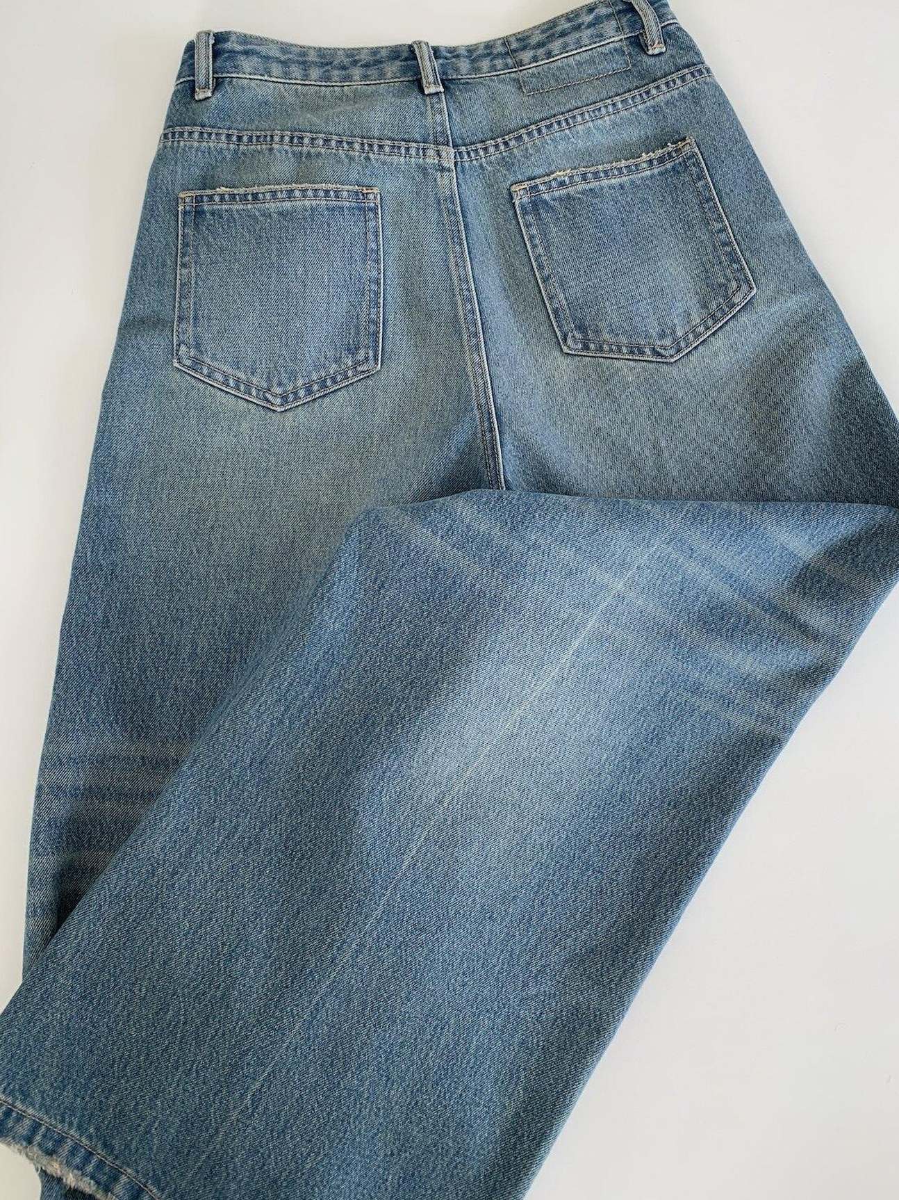 Miroment Vintage Distressed High Waist Loose Fit Cotton Women Classic Denim Jeans