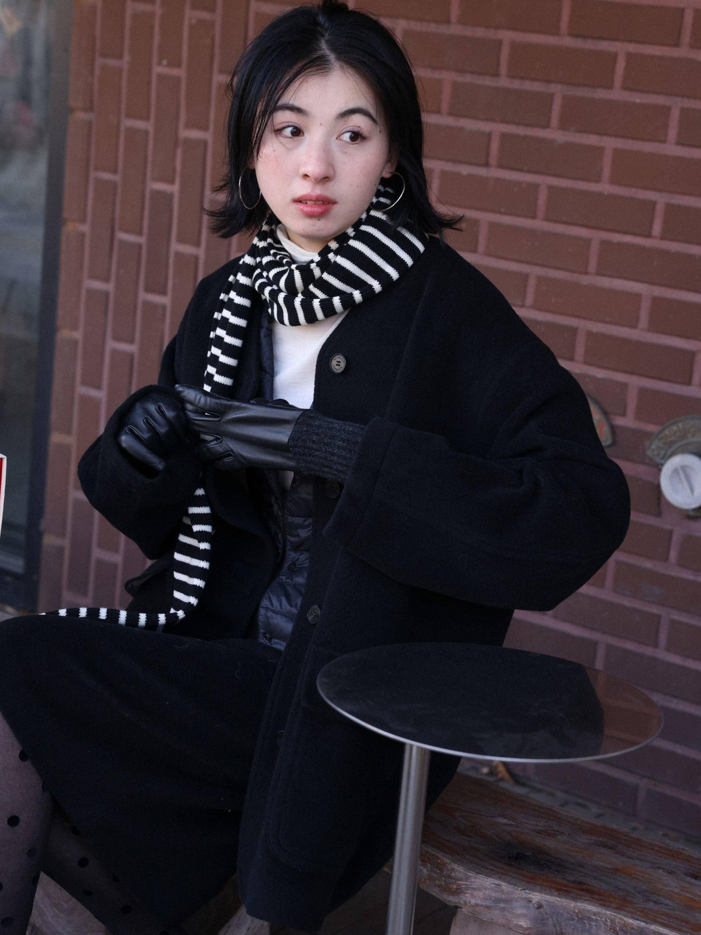 Miroment Soft Wool Cashmere Blend Vintage Collarless Midlength Women Wool Coat