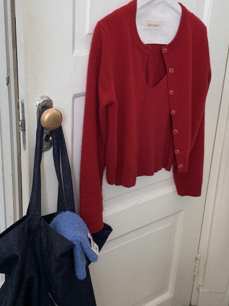 Miroment 100 Percent Cashmere Soft Cardigan Women Dreamy Red Blue Knit Sweaters