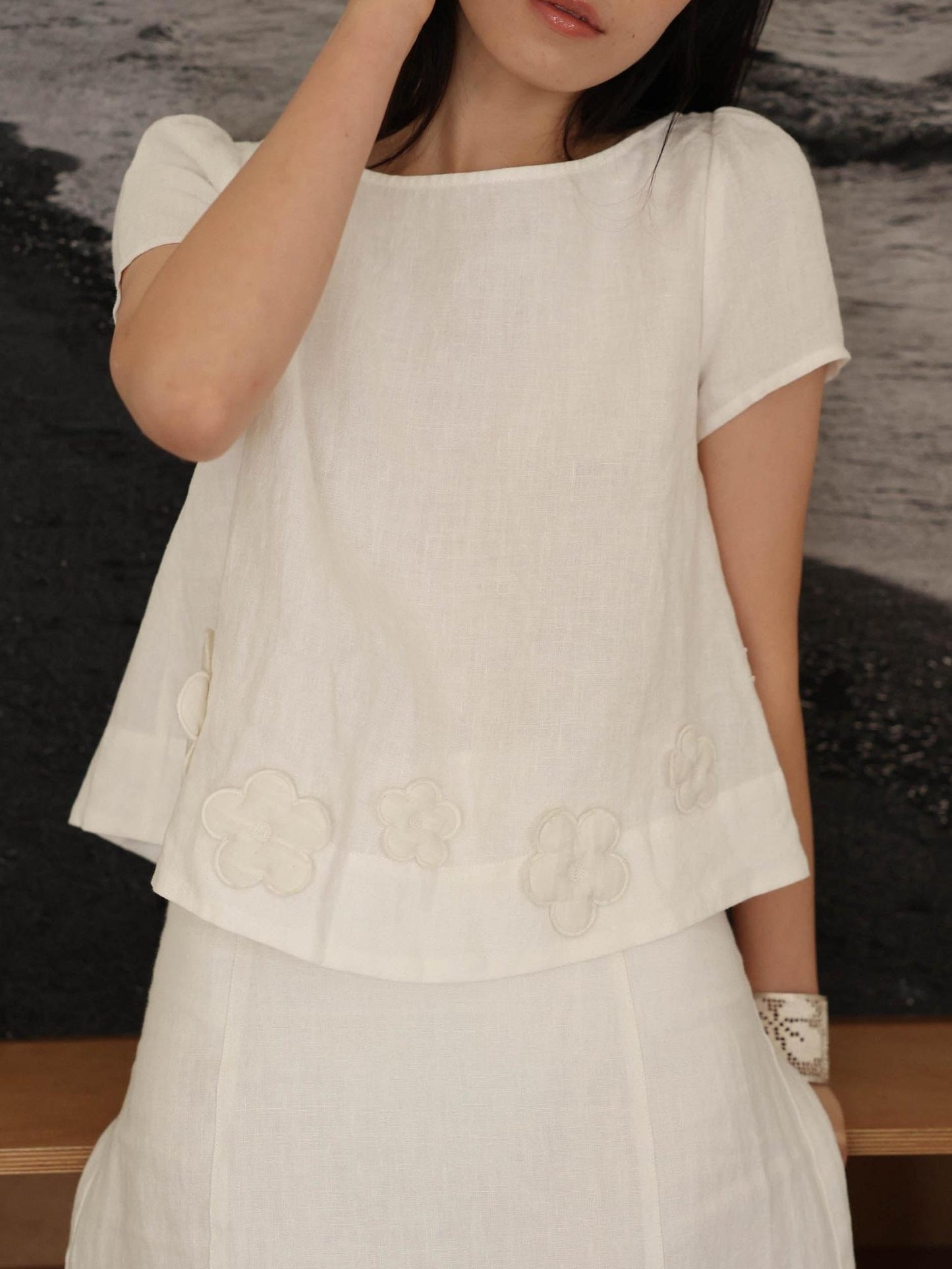 Miroment Linen Embroidered Jacquard Twist Loose H Silhouette Sleeveless Women Knit Sweater