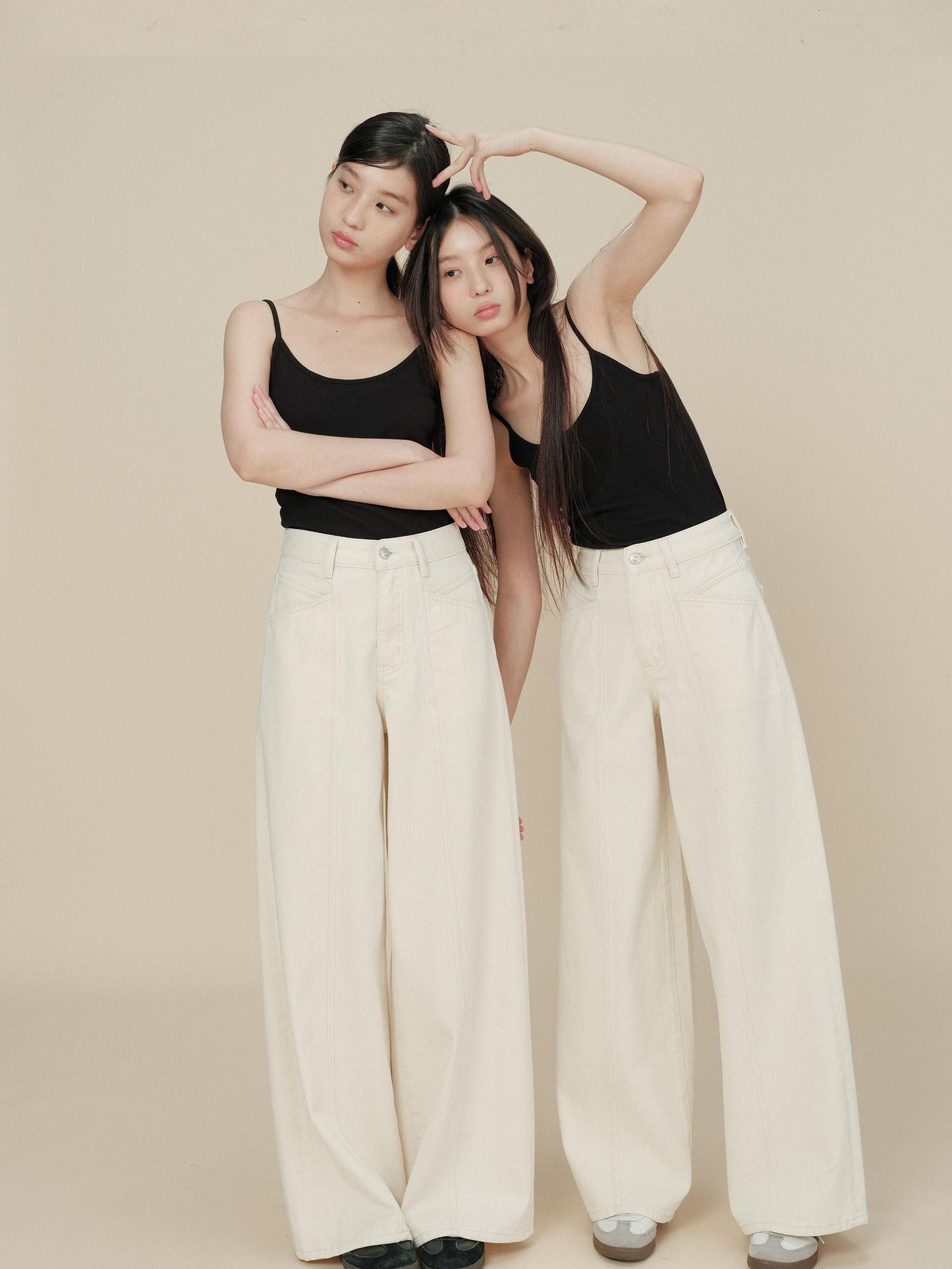 Miroment Versatile Durable High Waist Wide Leg Zipper Fly Cotton Women Denim Jeans