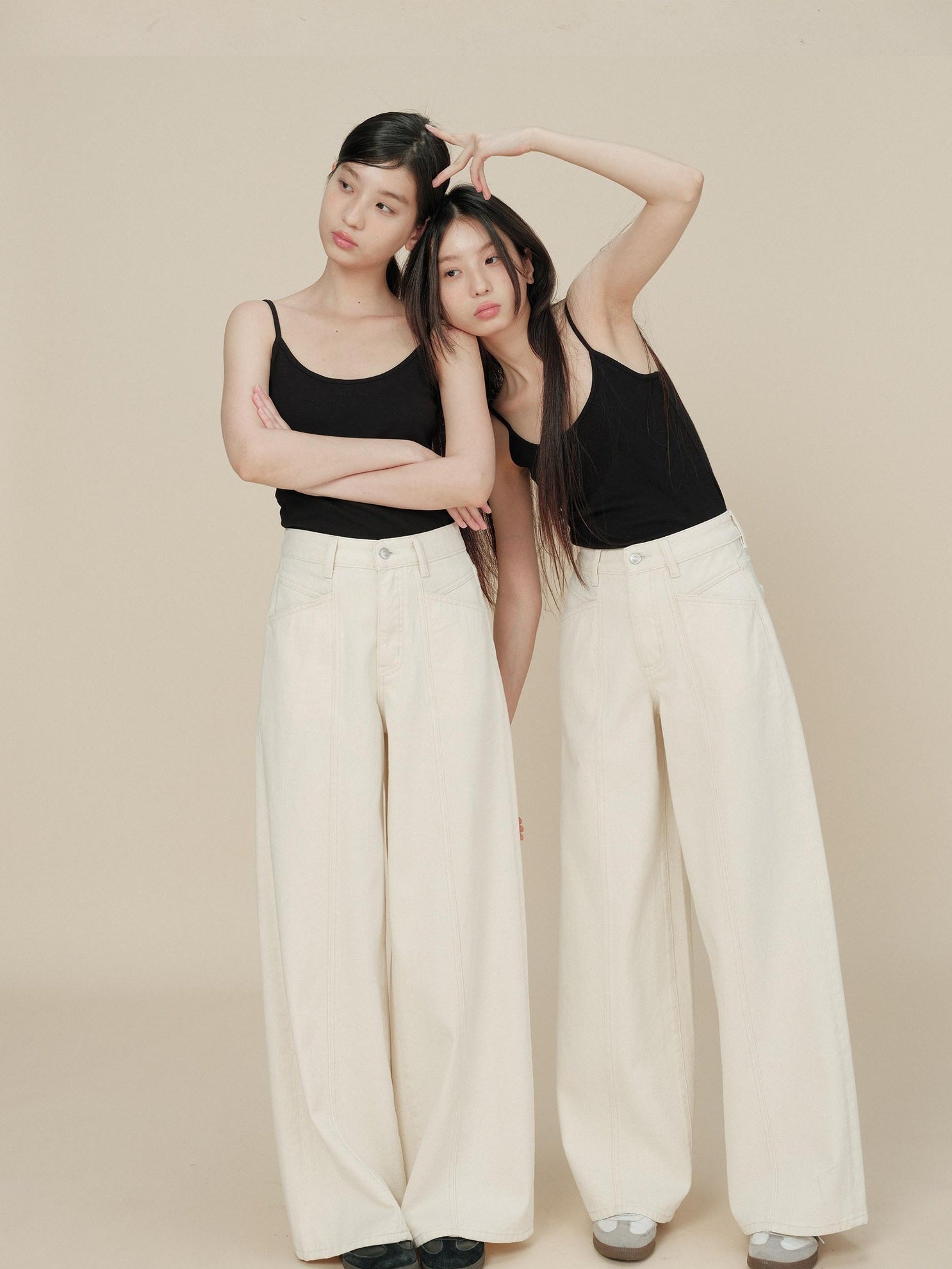 Miroment Versatile Durable High Waist Wide Leg Zipper Fly Cotton Women Denim Jeans