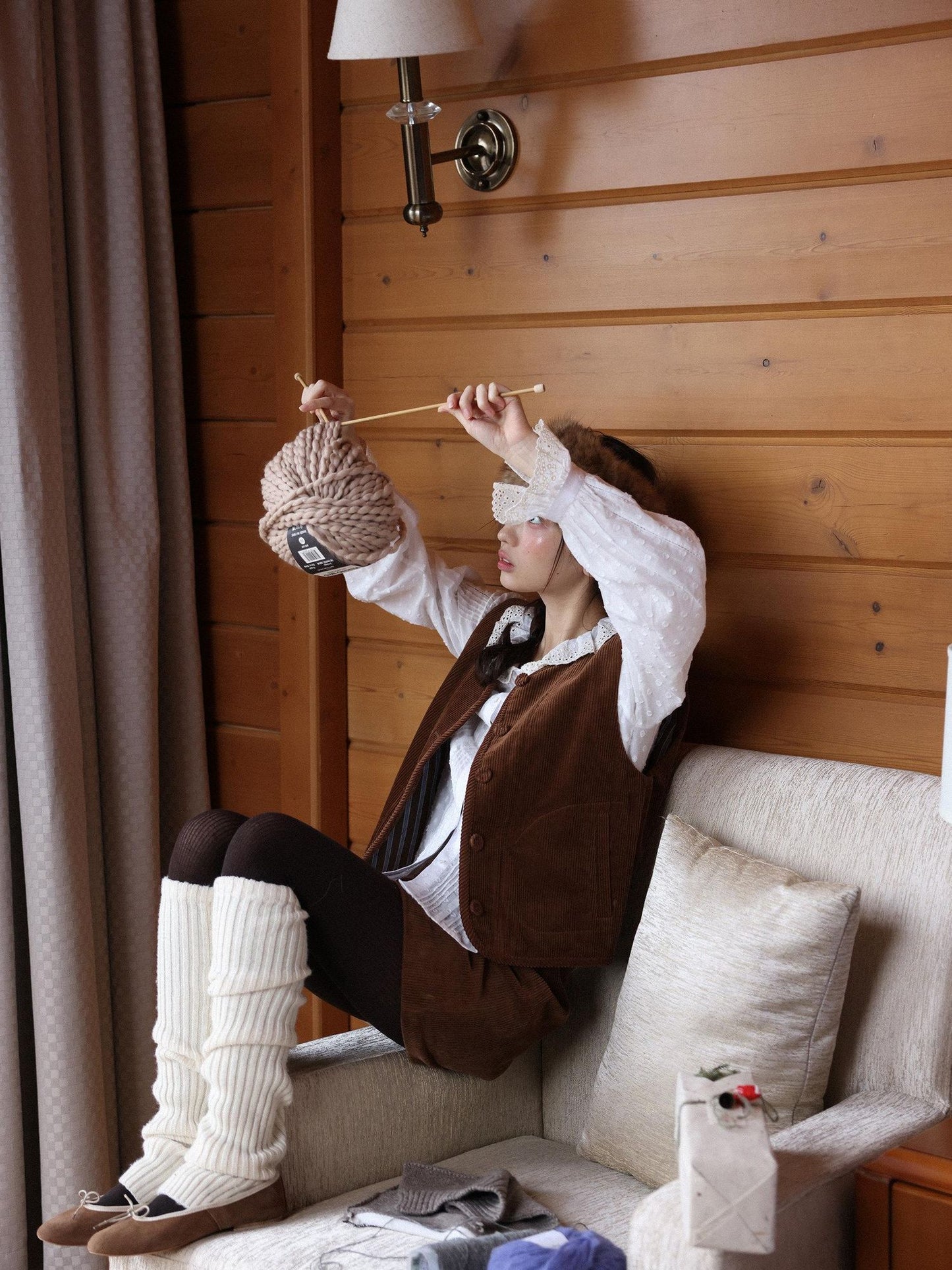 Miroment Pure Cotton College Style Cardigan Single Breasted Layering Buttoned Casual Vest