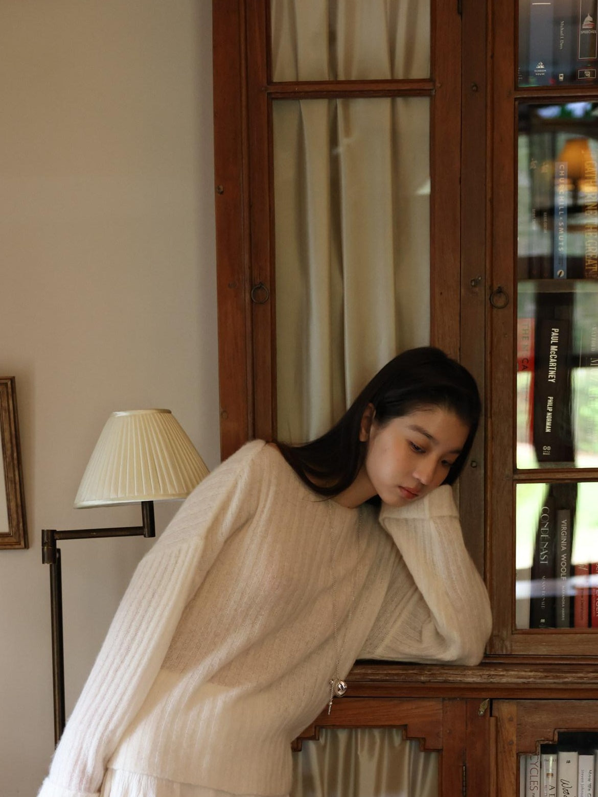 Miroment Ultra Soft Cashmere Office Loose Openwork Round Neck Women Knit Sweater