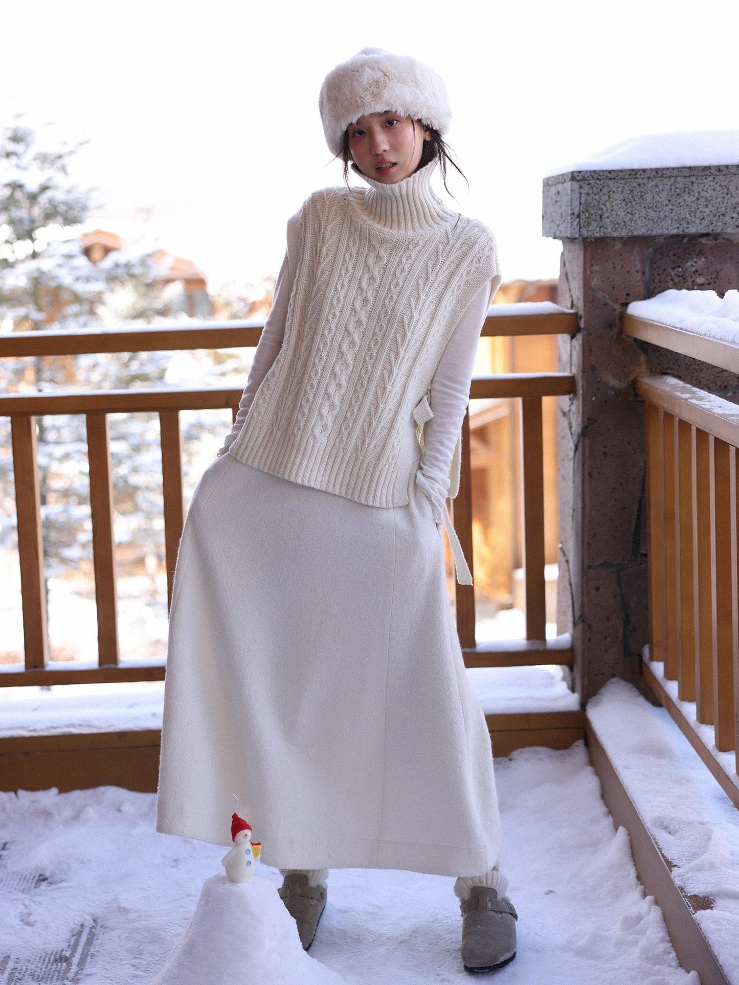 Miroment Soft Wool Blend Knit A Line Elastic Waist Office Ready Women Midi Skirt