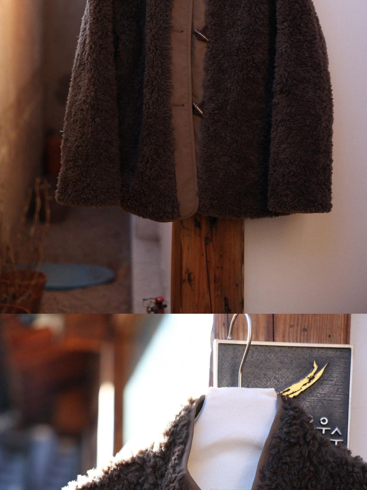 Miroment Thick Pure Sheep Wool Stand Collar Button Vintage Women Cropped Jacket