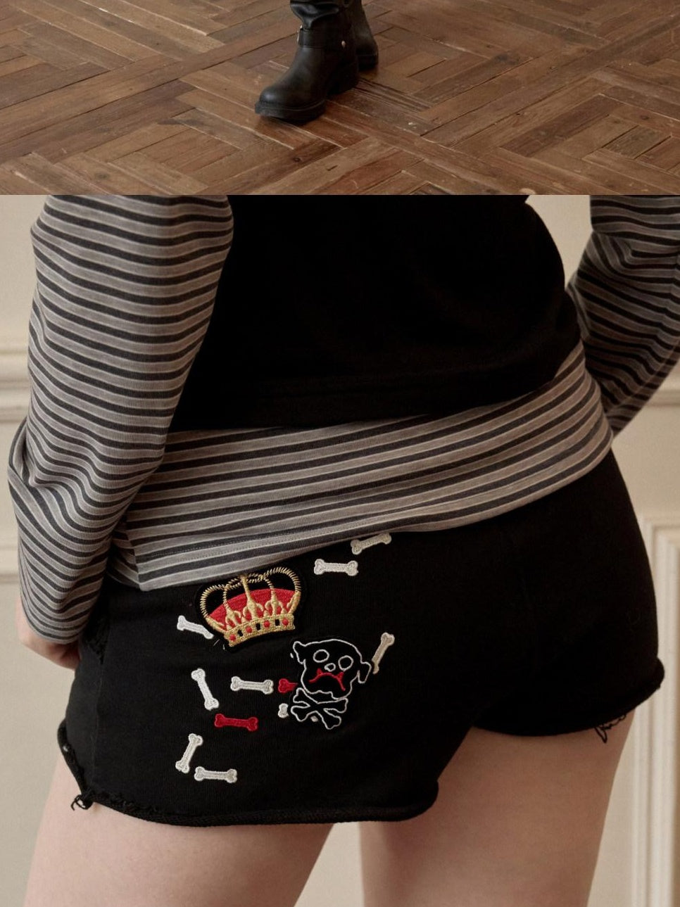 1JINN STUDIO 100 Percent Cotton Slim Fit Low Rise Casual Womens Camo Black Grey Mini Shorts