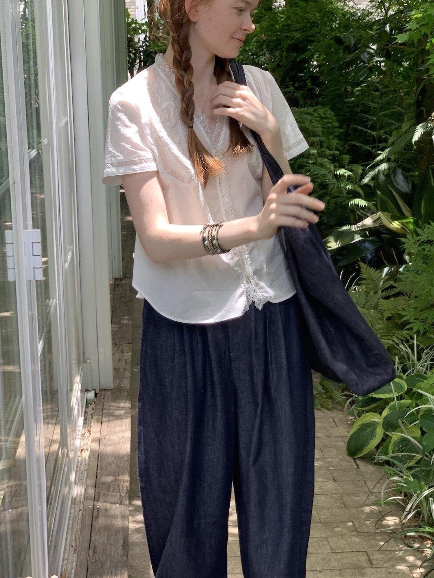 Miroment Versatile High Waist Carrot Straight Elastic Cotton Hemp Women Casual Pants
