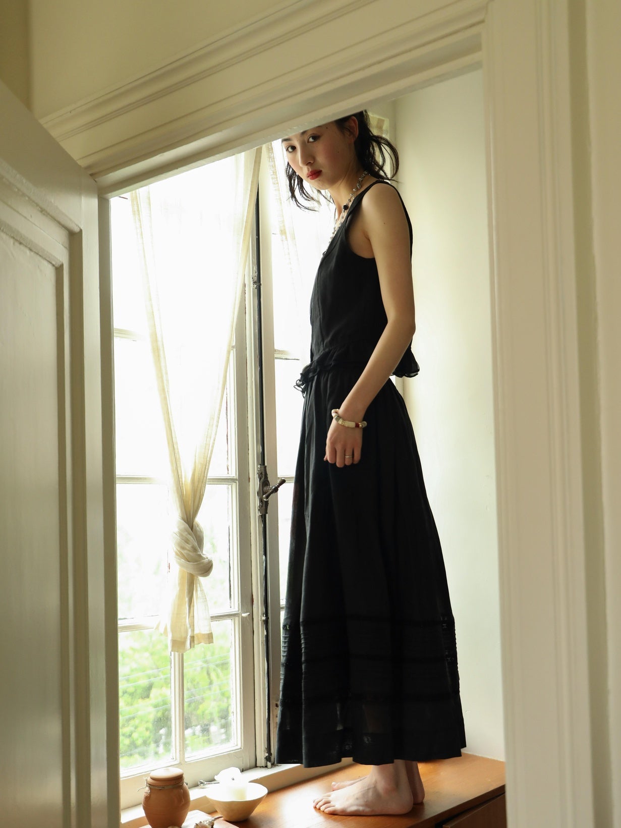 Miroment High Waist Tencel Ramie Bubble Loose Fit Zipper Casual Women Midi Skirt