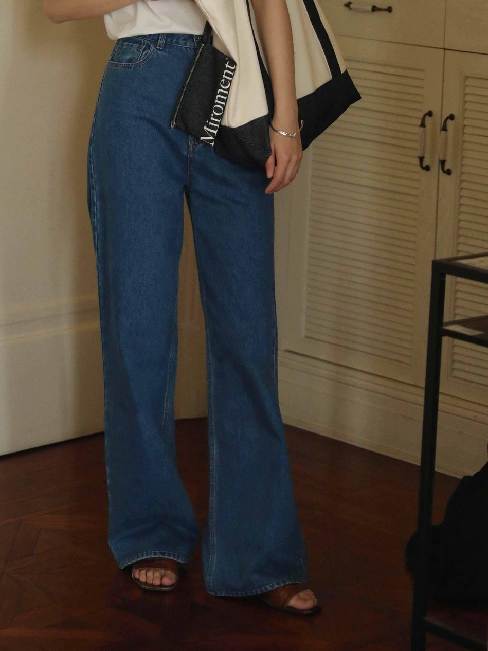 Miroment High Waist Vintage Straight Leg Non Stretch Cotton Women Classic Denim Jeans