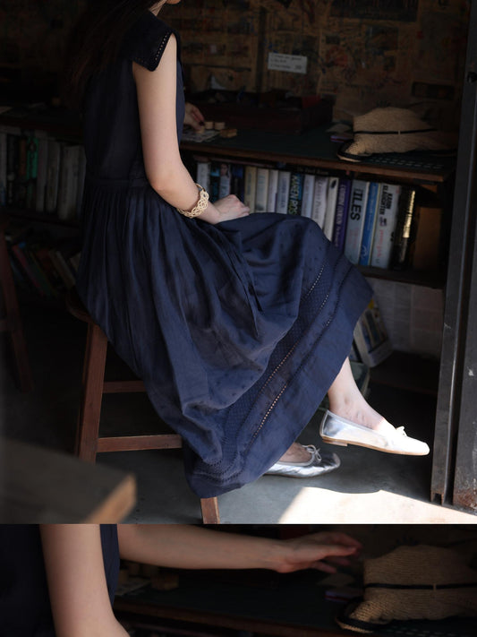 Miroment Elegant Sleeveless High Waist A Line V-neck Women Pure Ramie Maxi Dresses
