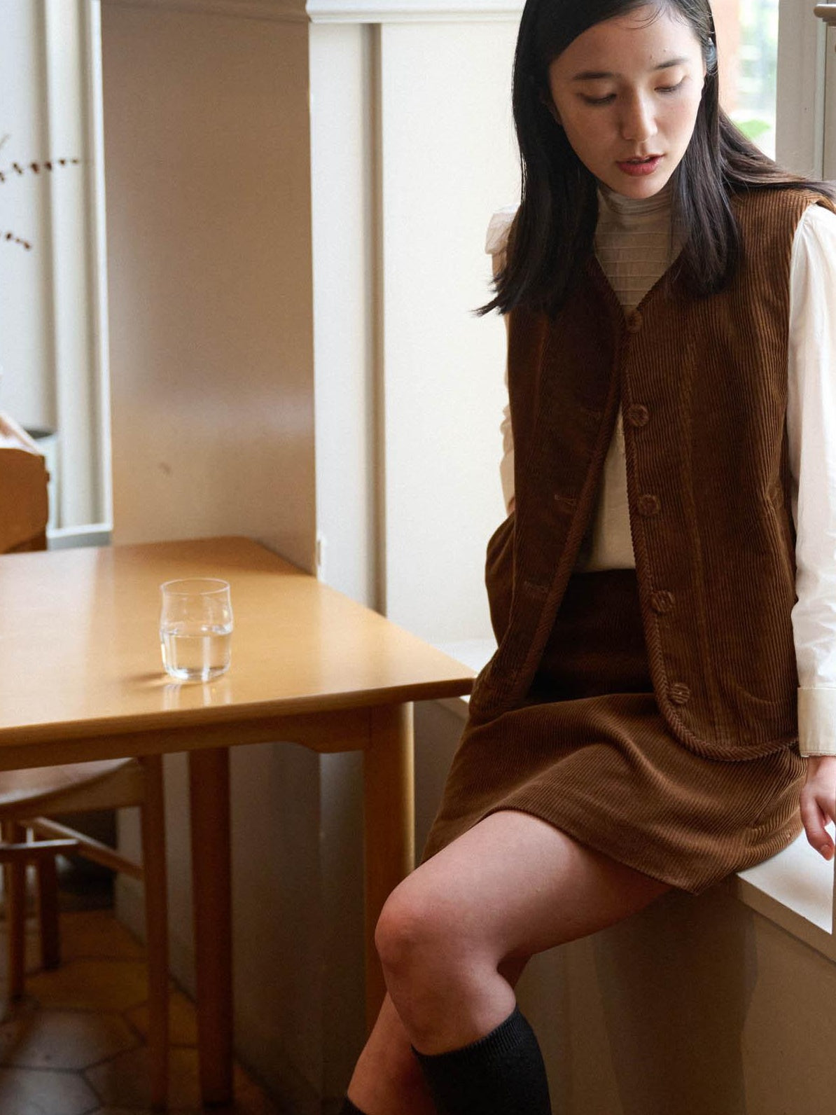 Miroment Soft Breathable Cotton Vintage Slim Puff Sleeve Women Rose Undyed White Shirt