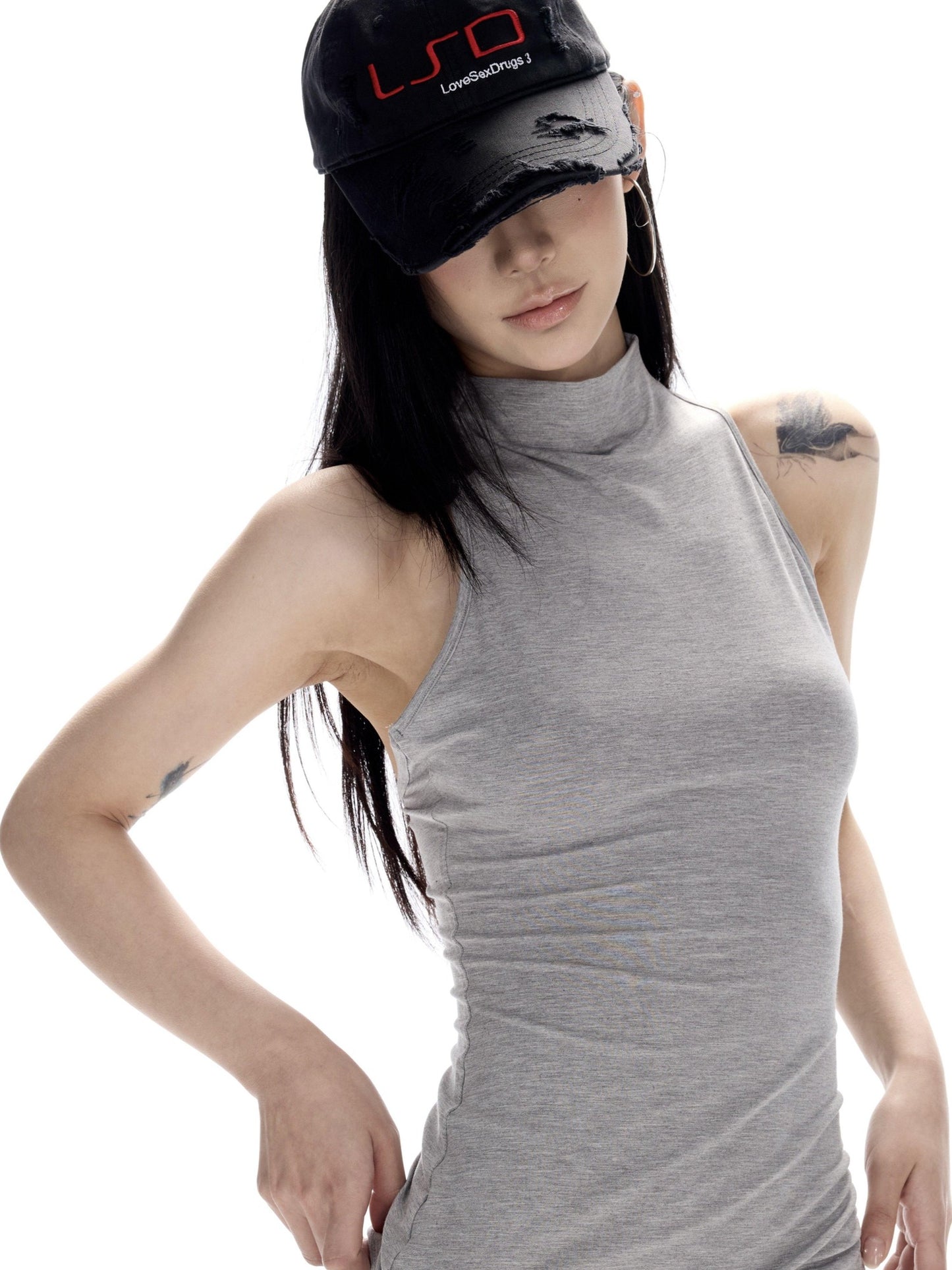 CrushOnit Backless Slim Fit Cotton Half High Neck Racerback Women High Stretch Tank Tops