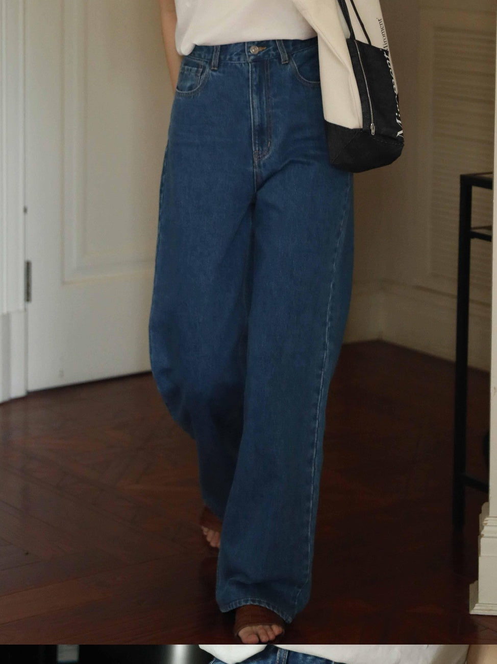 Miroment High Waist Vintage Straight Leg Non Stretch Cotton Women Classic Denim Jeans