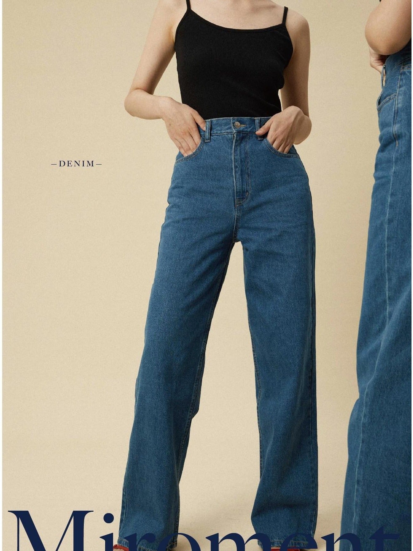 Miroment High Waist Vintage Straight Leg Non Stretch Cotton Women Classic Denim Jeans