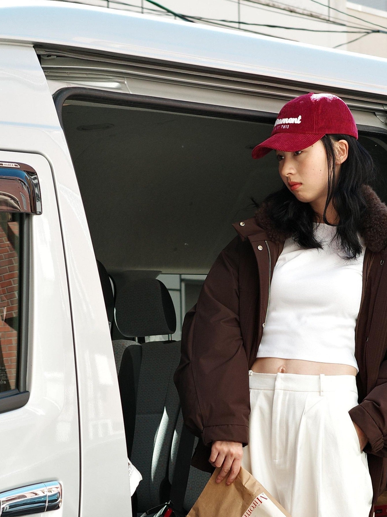 Miroment High Waist Straight Leg Regular And Long Versatile White Angora Red Casual Pants