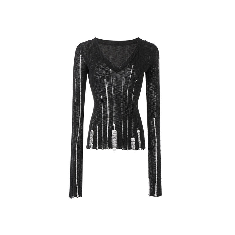 1JINN_STUDIO_Lightweight_V-neck_Hollowed_Slim_Waist_Pullover_Viscose_Sweaters_MISSTT
