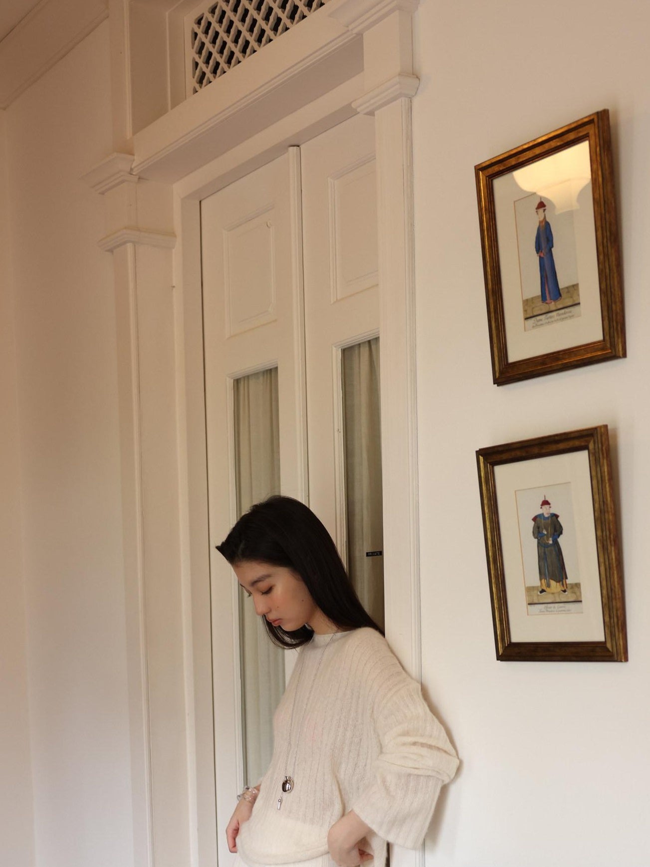 Miroment Ultra Soft Cashmere Office Loose Openwork Round Neck Women Knit Sweater