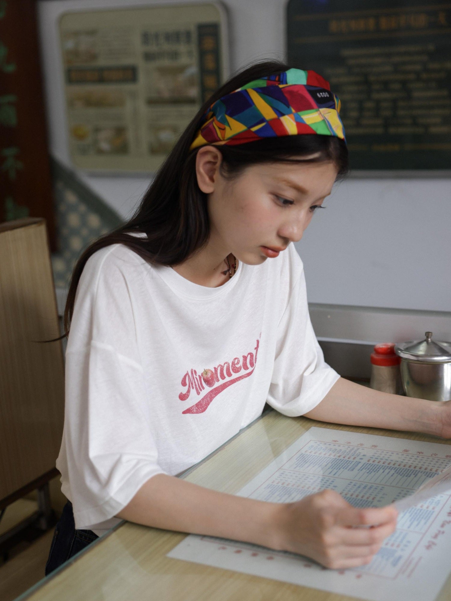 Miroment Moisture Wicking Ultra Thin American Loose Fruit Print Crew Neck Women T-Shirt