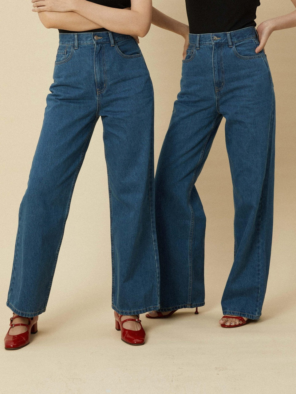 Miroment High Waist Vintage Straight Leg Non Stretch Cotton Women Classic Denim Jeans
