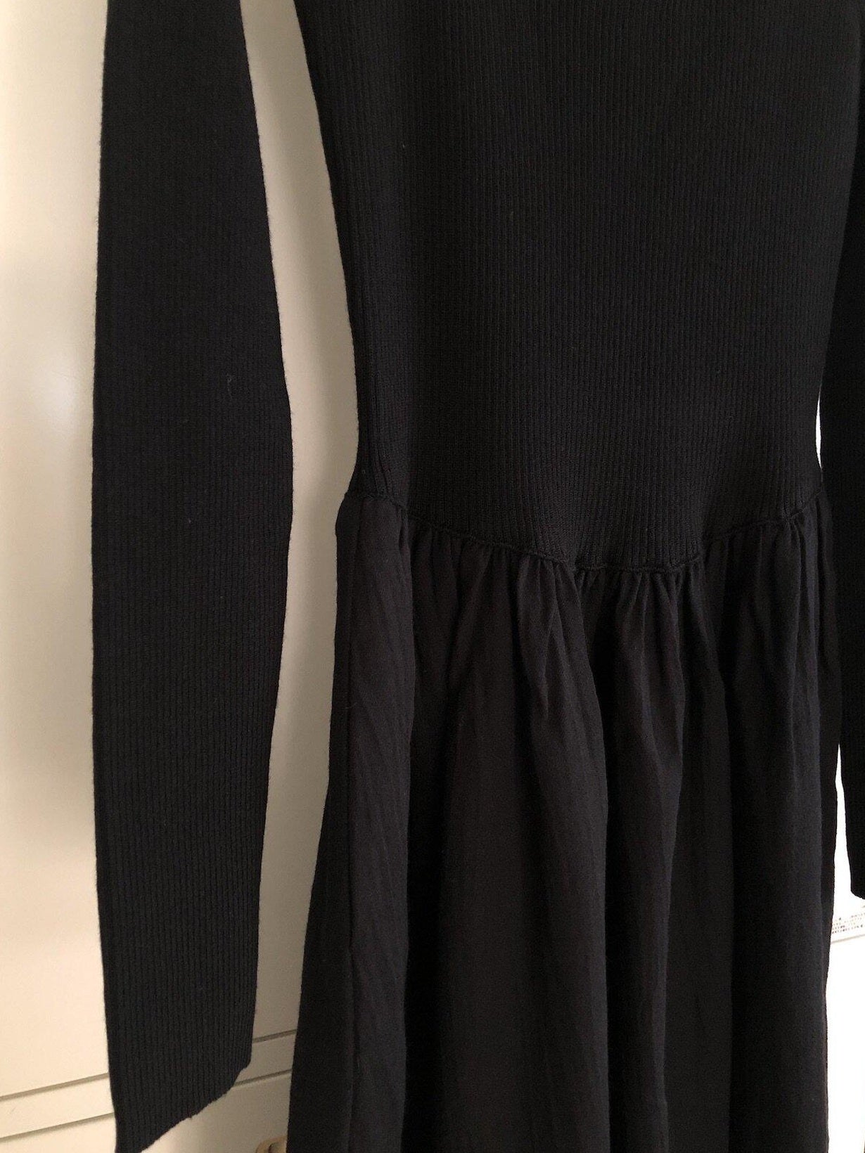 Miroment Soft Cotton Wool Blend Elegant Pleated Patchwork Mid Waist Maxi Dresses
