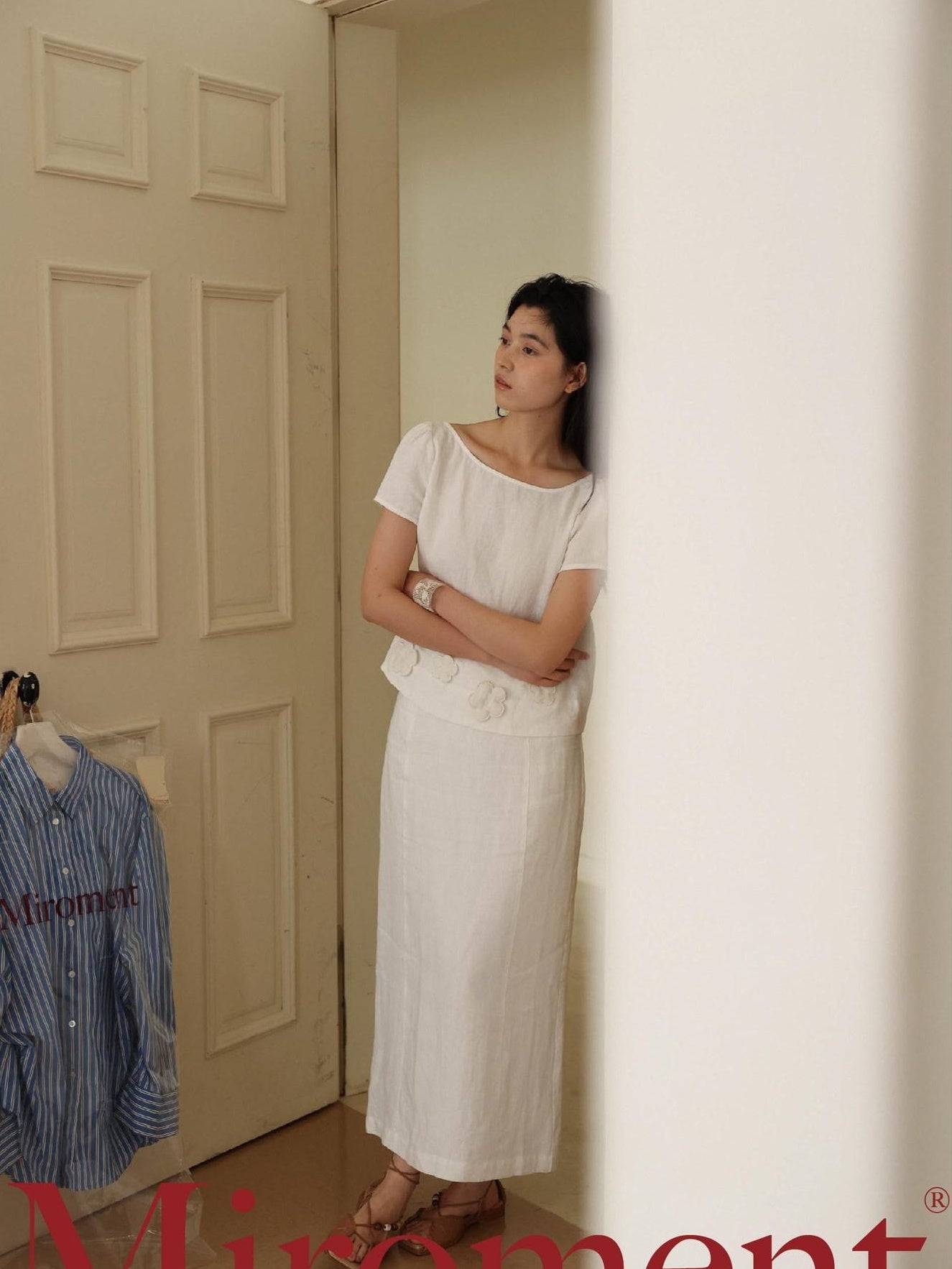 Miroment Linen Embroidered Jacquard Twist Loose H Silhouette Sleeveless Women Knit Sweater