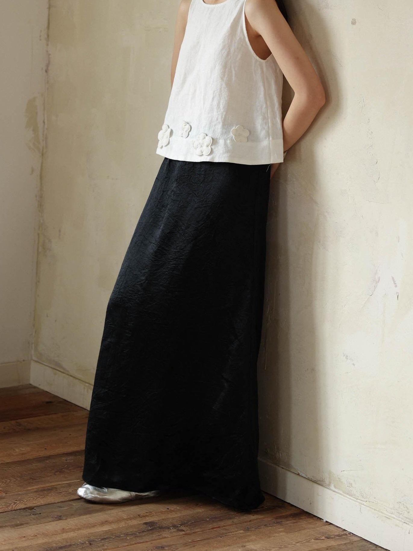 Miroment Linen Embroidered Jacquard Twist Loose H Silhouette Sleeveless Women Knit Sweater