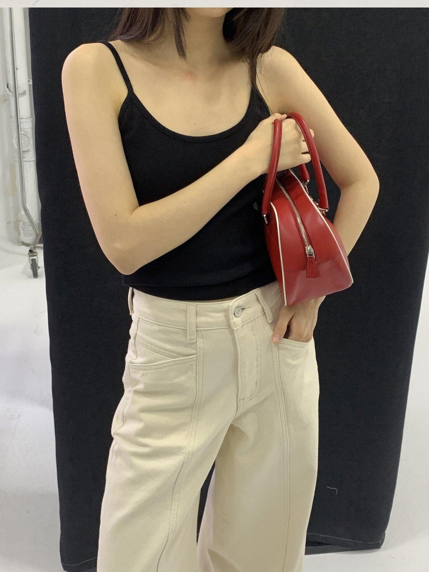Miroment Versatile Durable High Waist Wide Leg Zipper Fly Cotton Women Denim Jeans