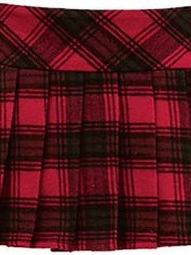 1JINN STUDIO Pleated Knit Low Waist Tie Detail Casual A Line Young Women Plaid Mini Skirts