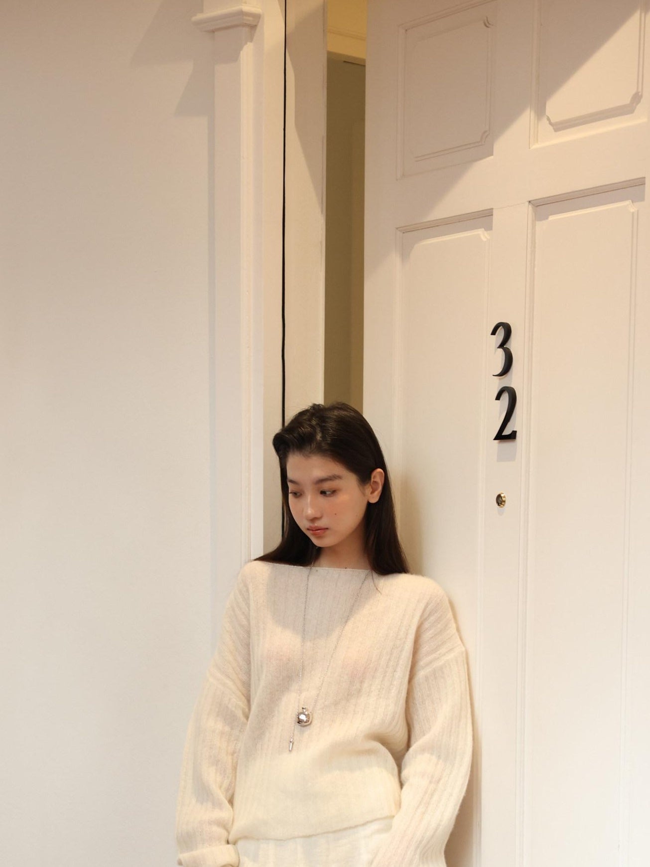 Miroment Ultra Soft Cashmere Office Loose Openwork Round Neck Women Knit Sweater