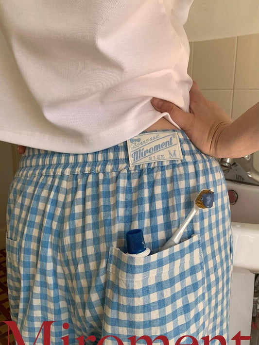 Miroment Soft Cotton Plaid High Waist Wide Leg Casual Office Long In Stock Dresses Pants