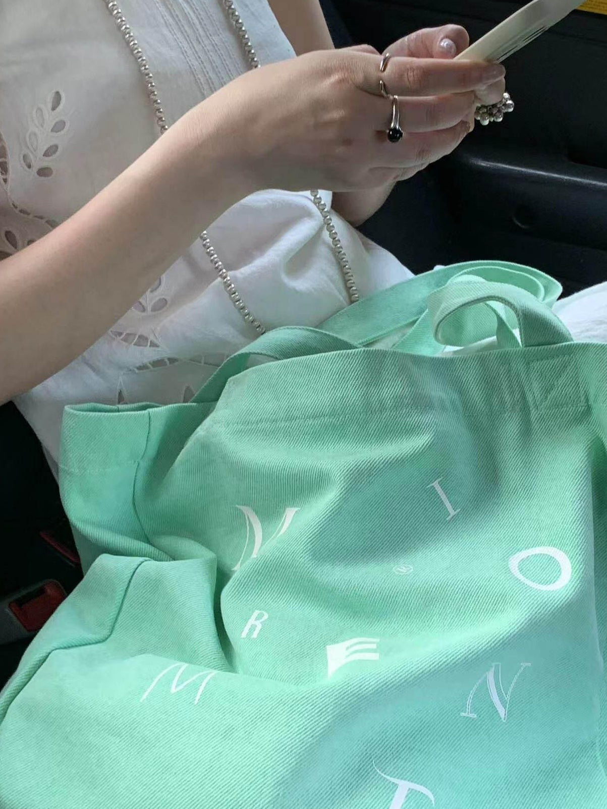 Miroment Colorblock Cotton Small Square Shoulder Pastel Women Casual Canvas Tote Bag