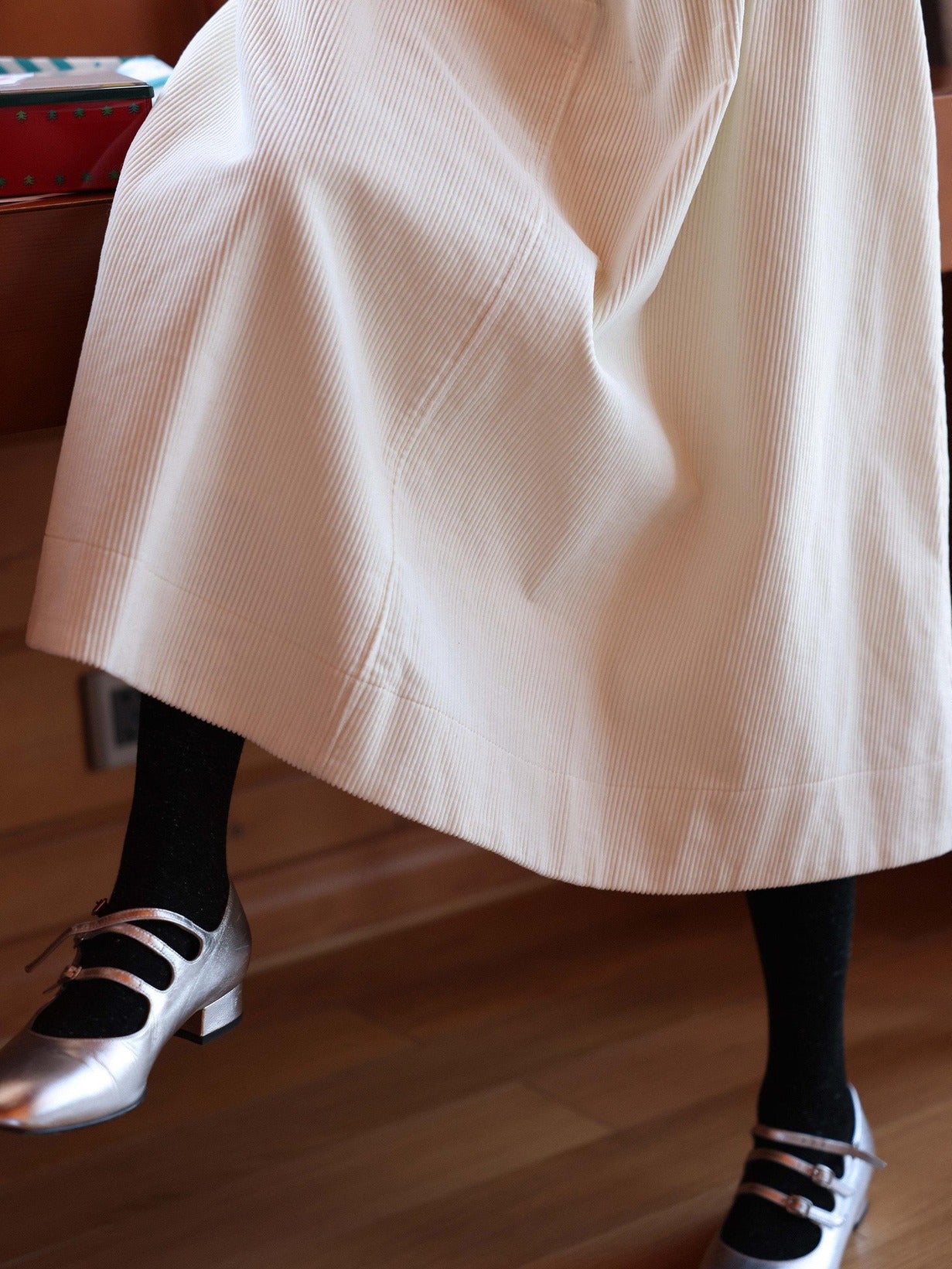 Miroment Lightweight 100% Cotton High Waist Flared Button Pleated Women Midi Skirt