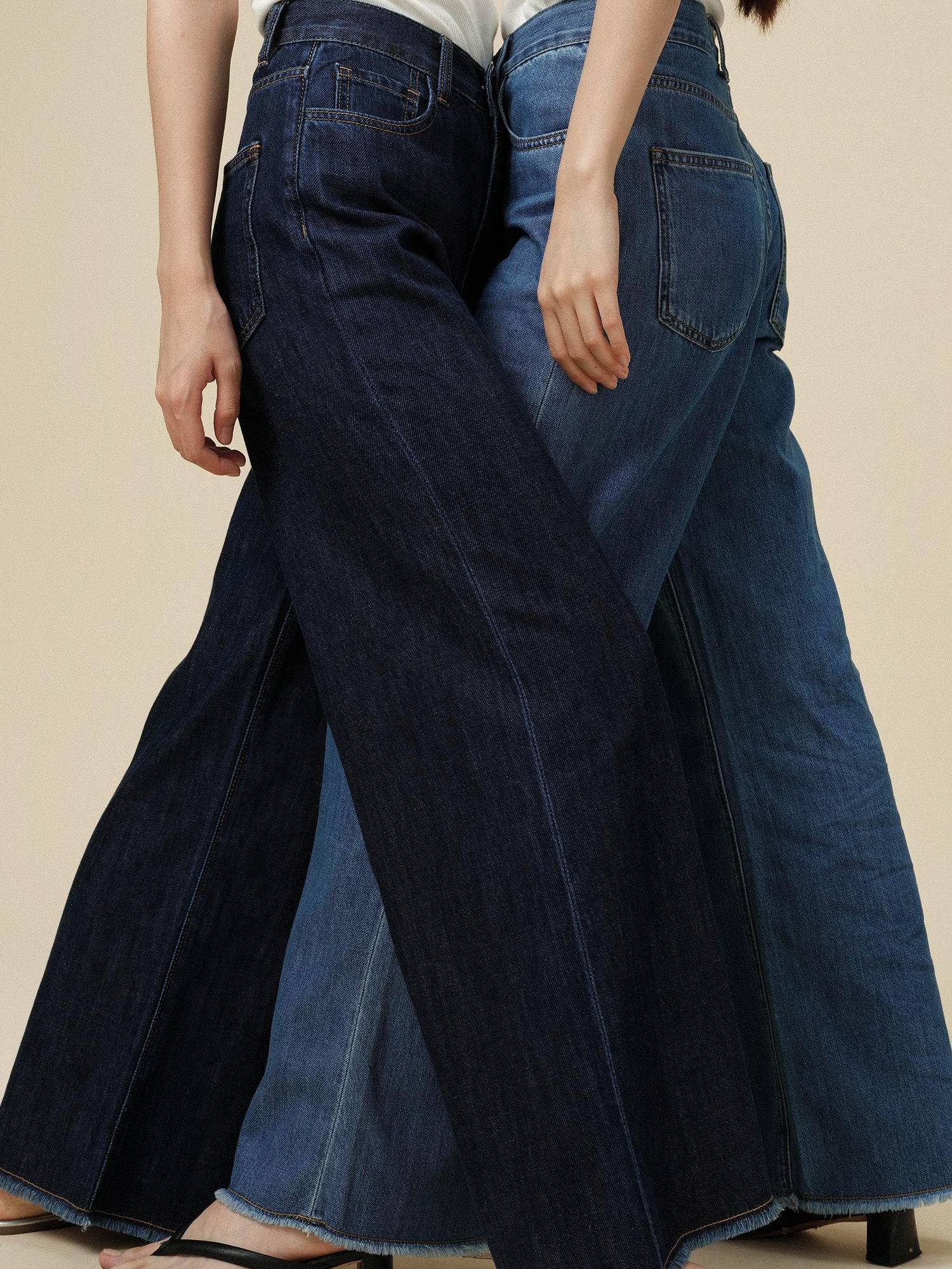 Miroment High Waist Straight Leg Cotton Non Stretch Casual Women Classic Blue Denim Jeans