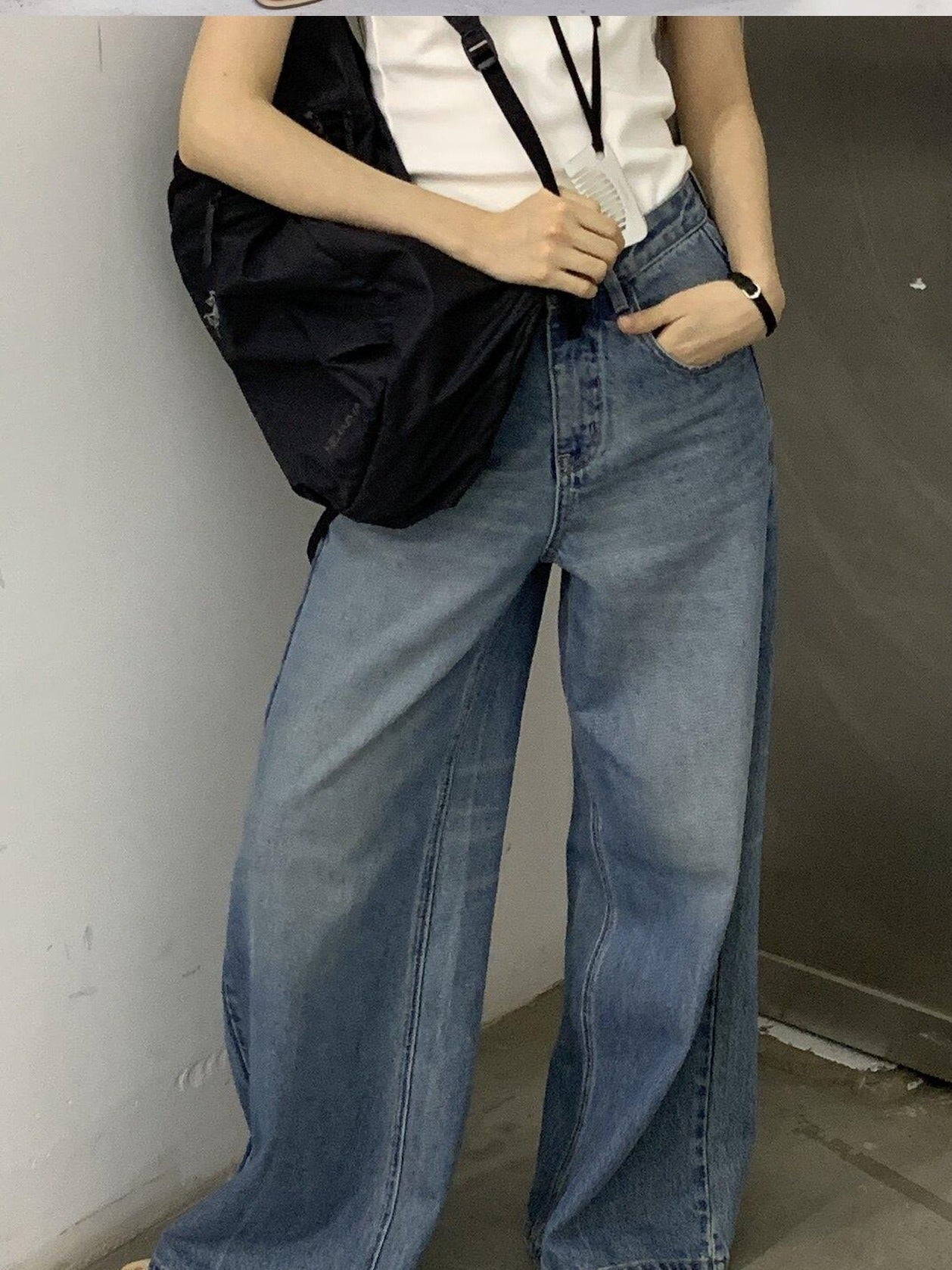 Miroment Vintage Distressed High Waist Loose Fit Cotton Women Classic Denim Jeans