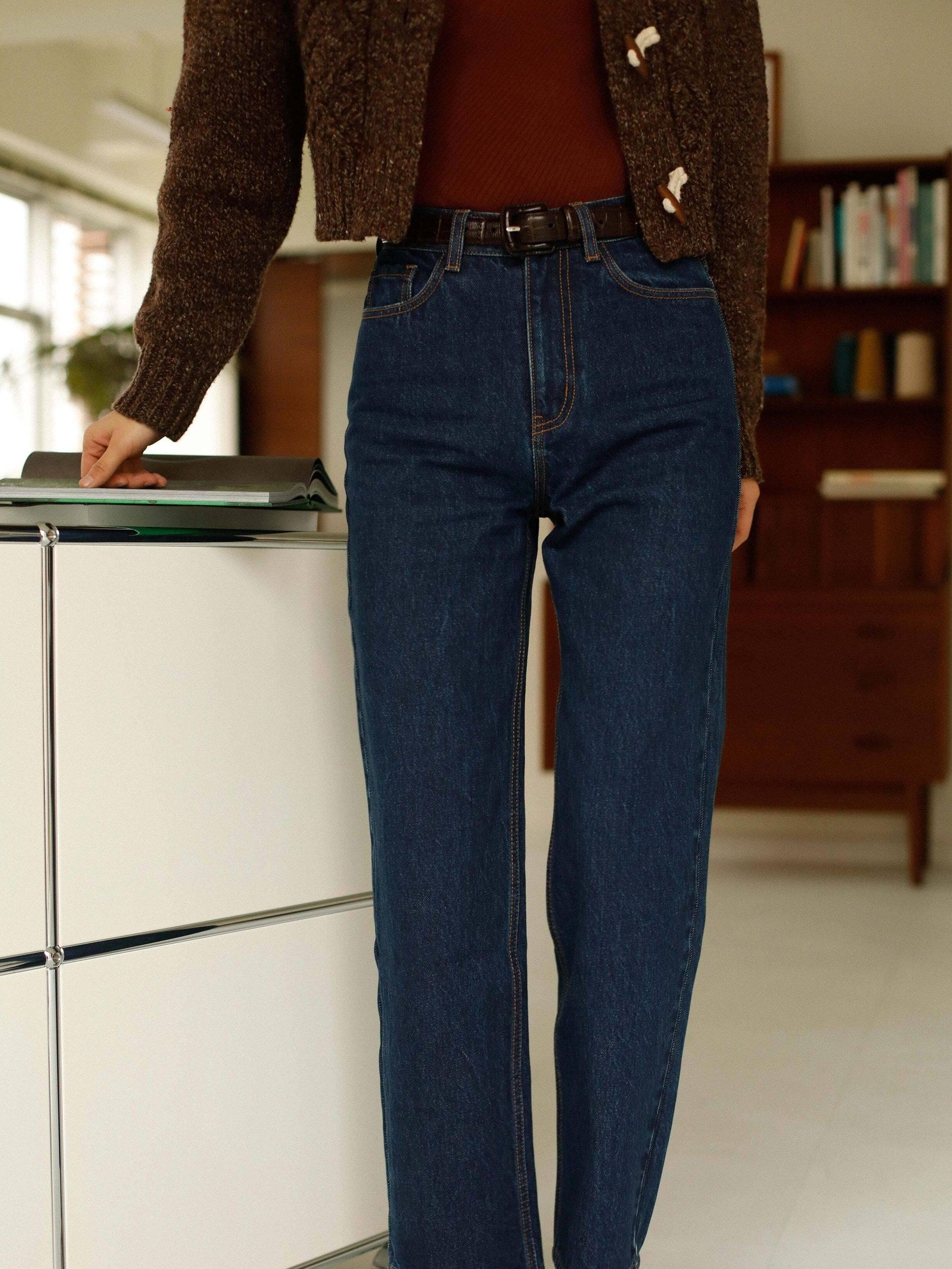 Miroment Top Grain Leather Casual Embossed Brown Women Slim 2.5Cm Buckle Belt
