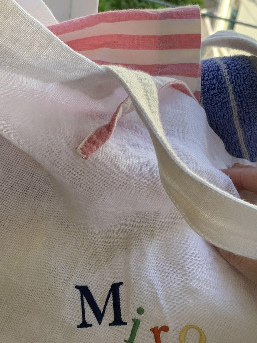 Miroment Colorblock Linen Small Square Shoulder Lightweight Casual Canvas Tote Bag