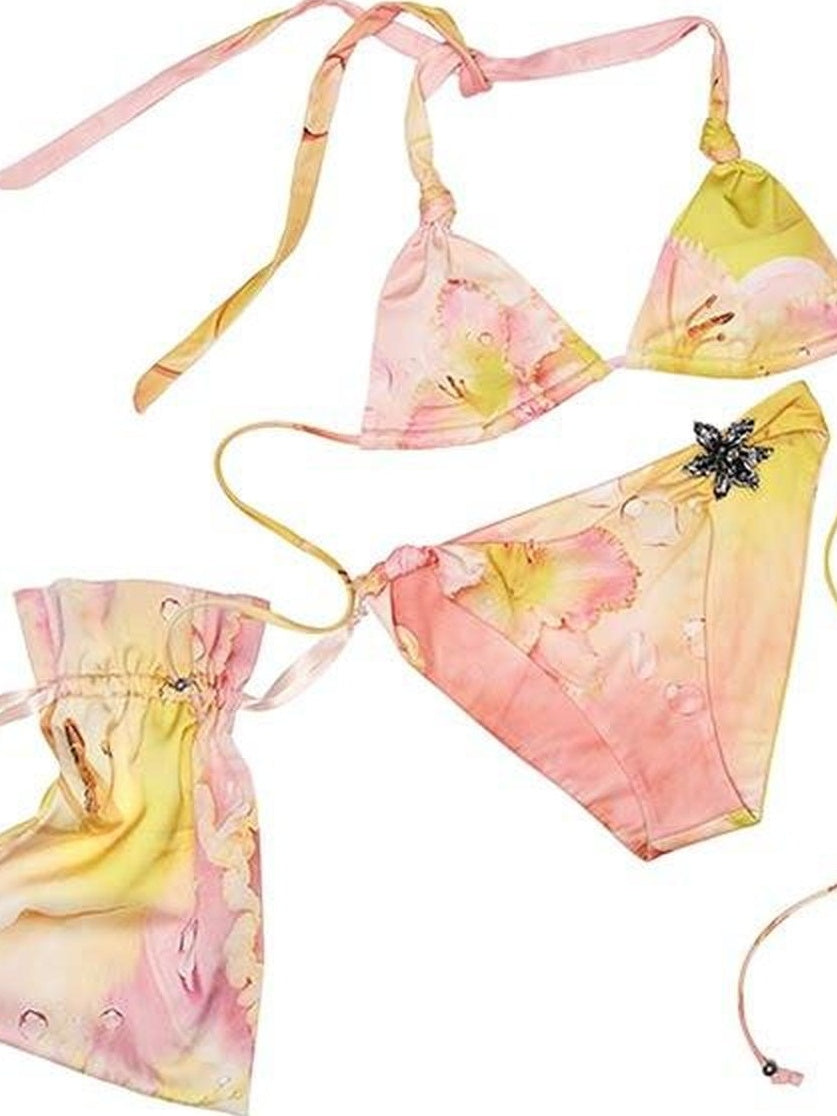 1JINN STUDIO Floral Print Two Piece Removable Chest Pad Casual For Women Top & Shorts Sets