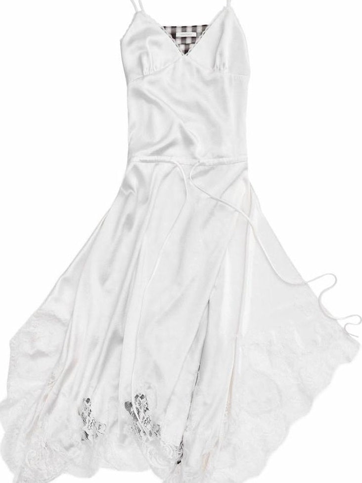 1JINN STUDIO Asymmetric Cotton Slim Spaghetti Strap V-neck Casual Patchwork Maxi Dresses
