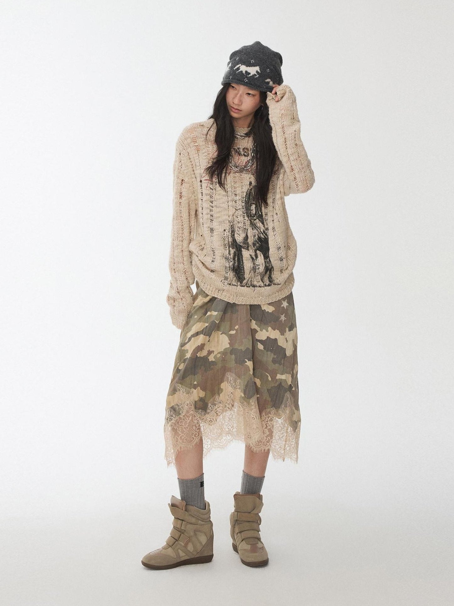1JINN STUDIO Lyocell Linen Printed V-neck Strappy O Shape Casual Women Camo Maxi Dresses