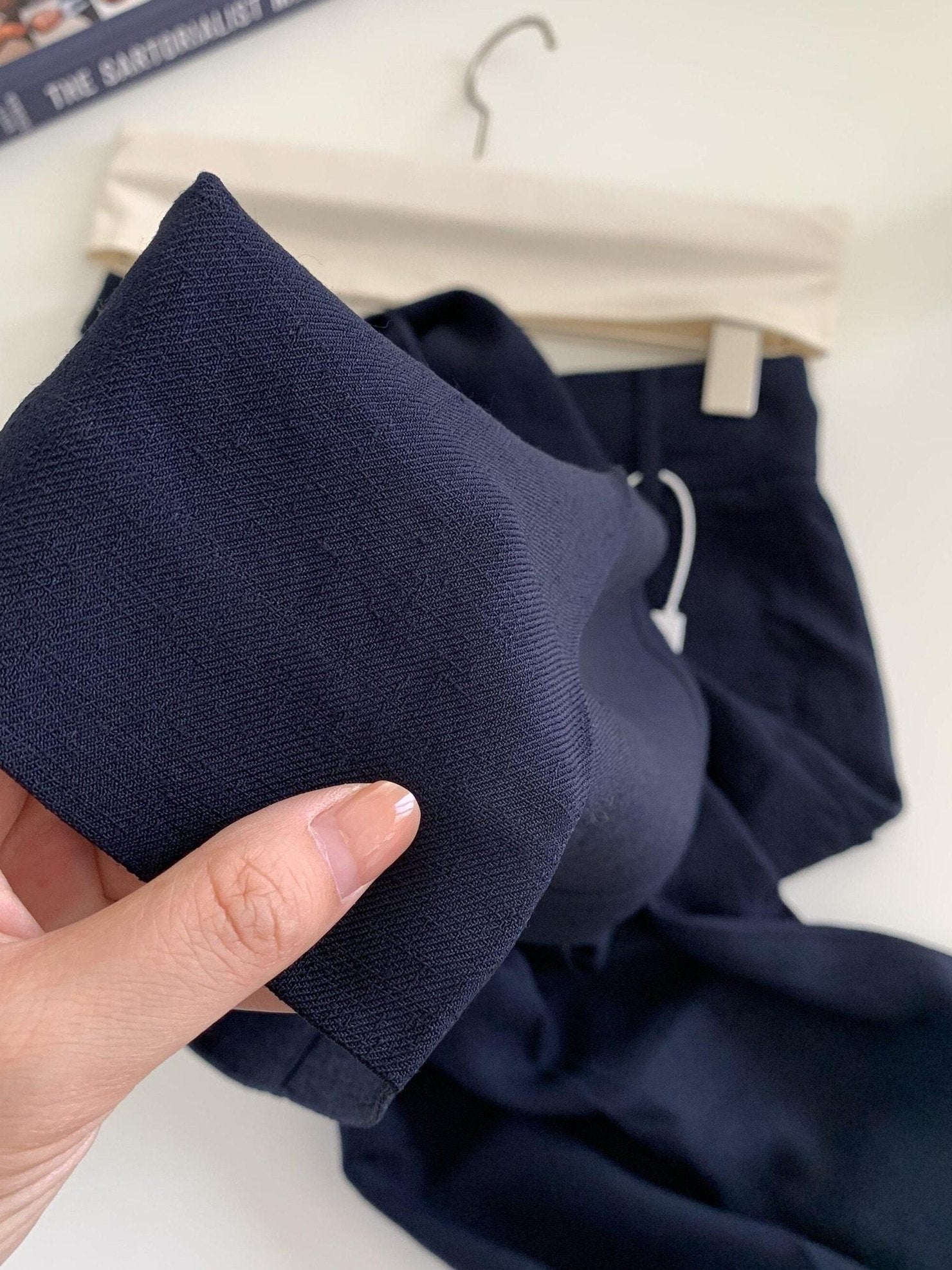 Miroment Uv Protection Silky Acetate High Waist Wide Leg Women Navy Casual Pants