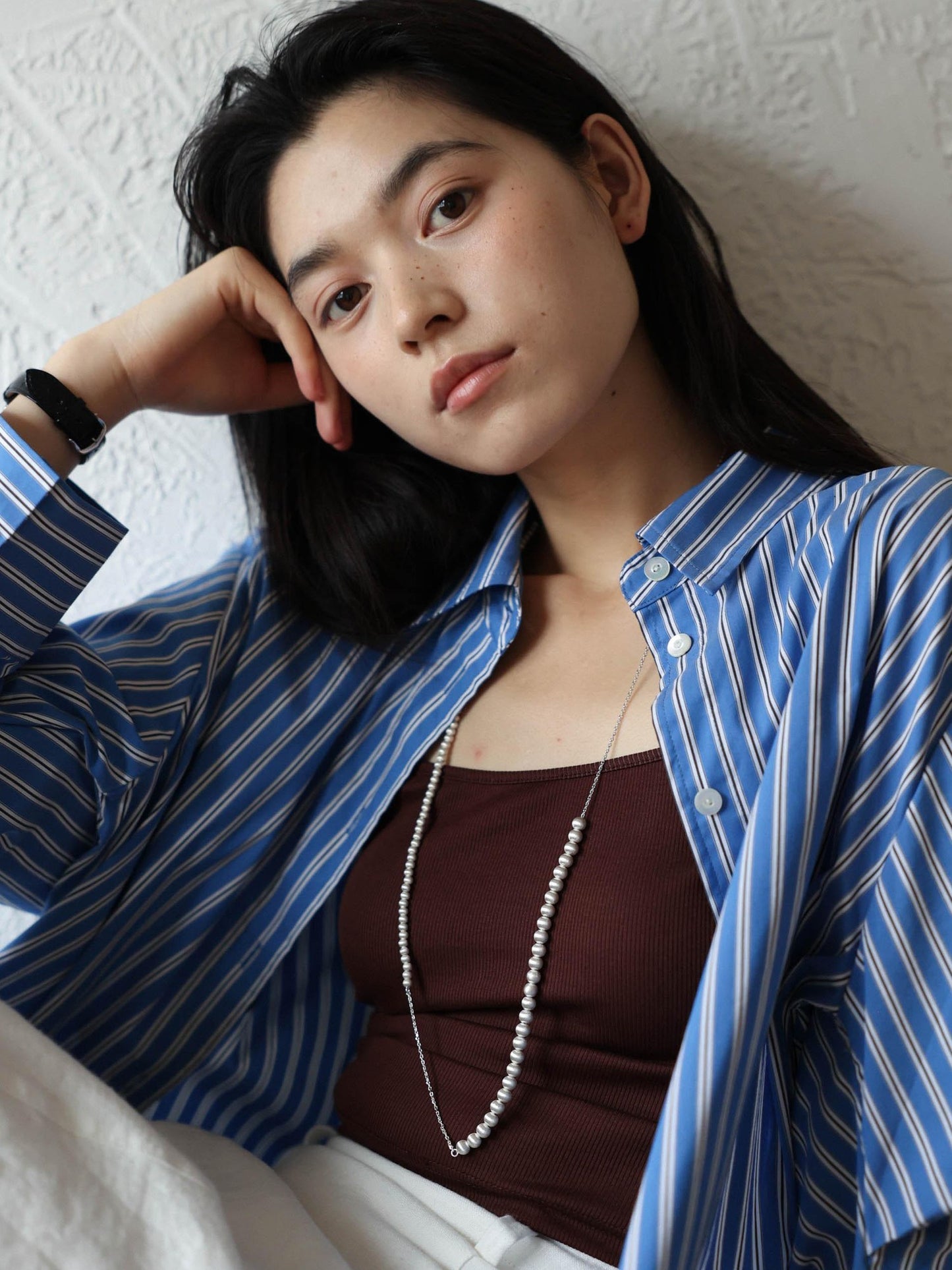 Miroment Soft Cotton Casual Loose Drop Shoulder Long Sleeve Women Durable Striped Shirt